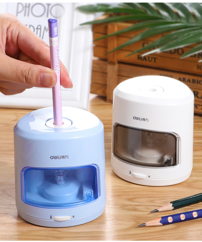 得力电动卷笔刀儿童用转笔刀电动削笔器小学生自动削笔刀削铅笔器