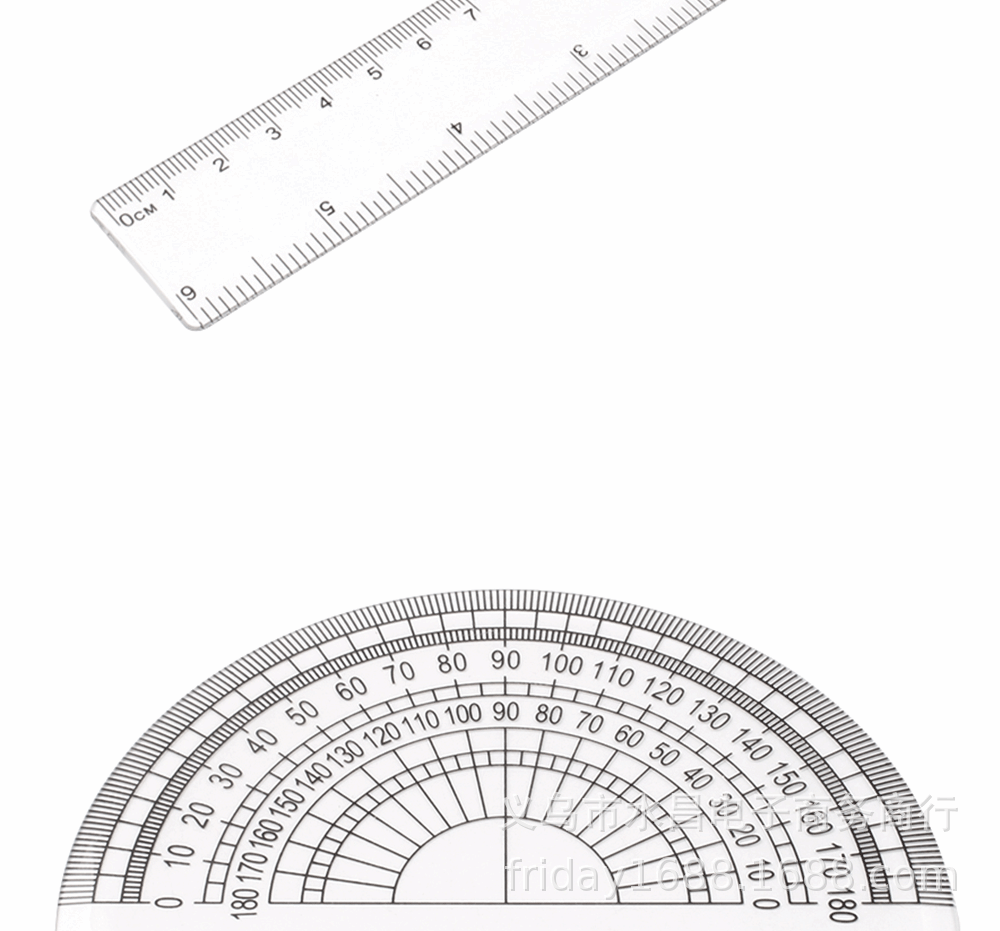 广告尺15cm4件套袋装套尺学生办公绘图直尺透明塑料尺子套装