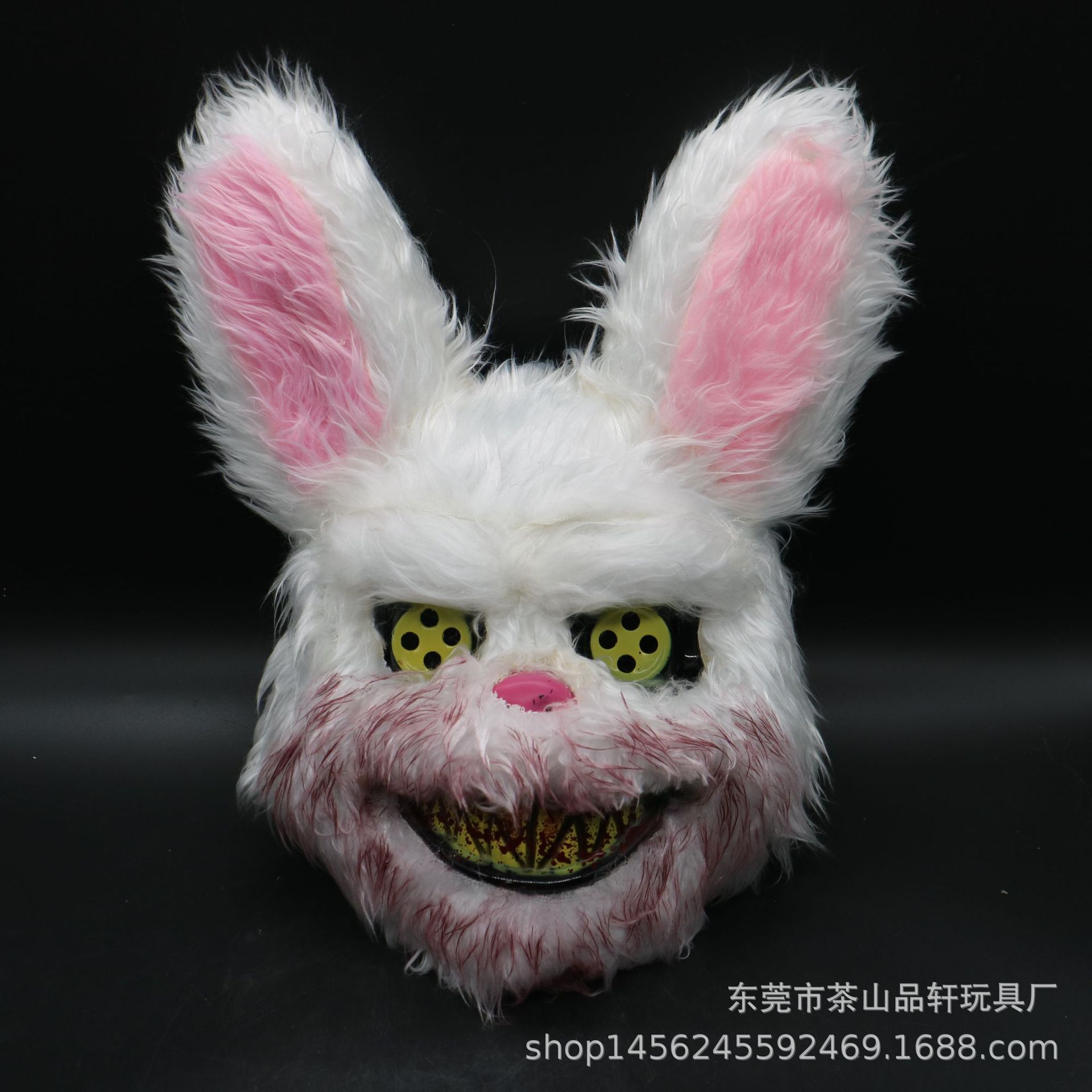 血腥毛绒兔子面具 儿童面具万圣节鬼节面具 仿真动物兔子头套头盔