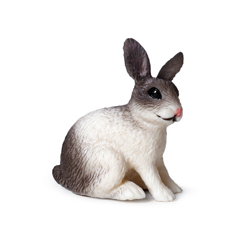 仿真动物模型农场动物 黄兔子 小白兔黑白兔儿童礼物摆件玩具套装