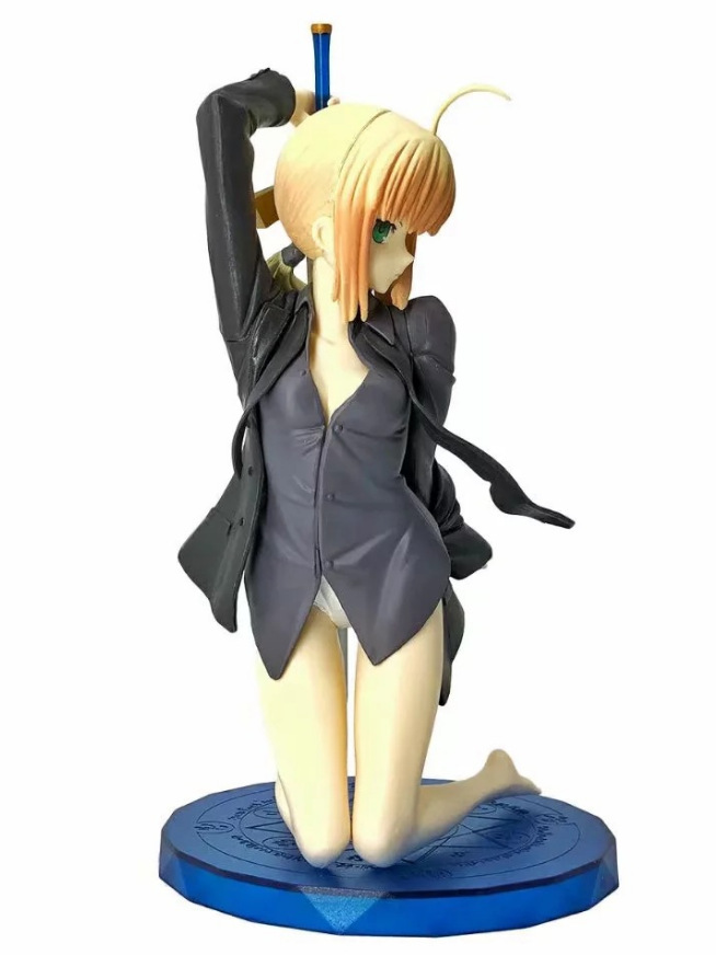 aniplex fate saber 跪姿塞巴 黑衬衫 盒装手办模型