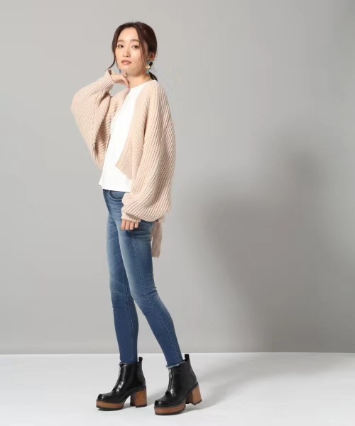 日系小众 高弹女款牛仔裤 小脚裤 秋装新款紧腿裤 毛边铅笔裤