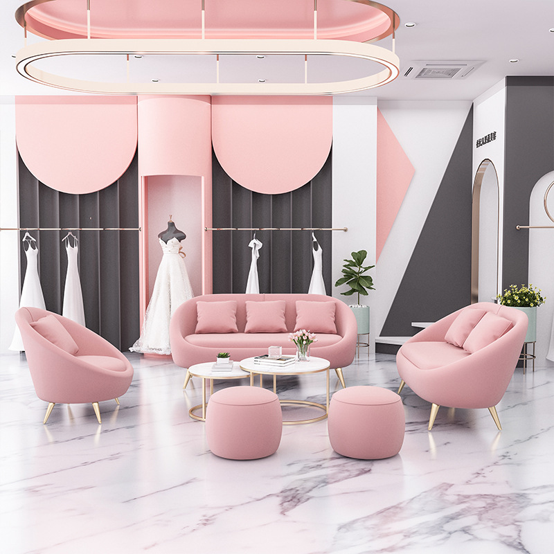 婚纱店新款北欧分布艺沙发会客厅成套沙发茶几组合简约休闲沙发椅