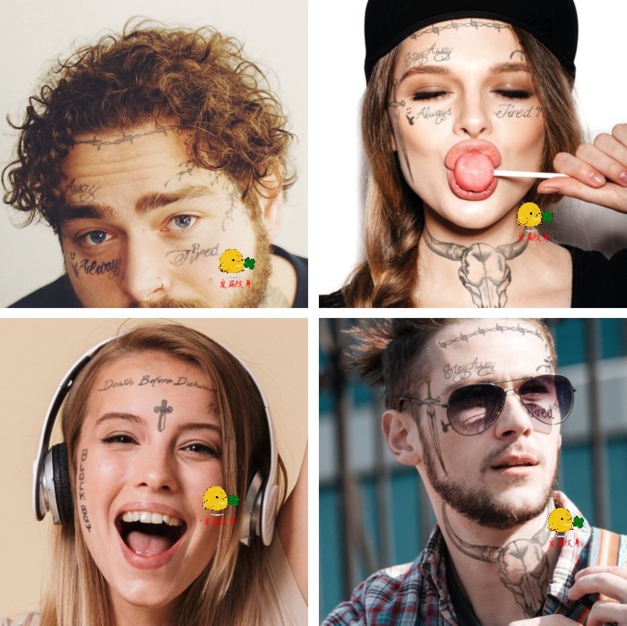 马龙脸贴 化妆舞会派对波兹·马龙post malone temporary tattoo