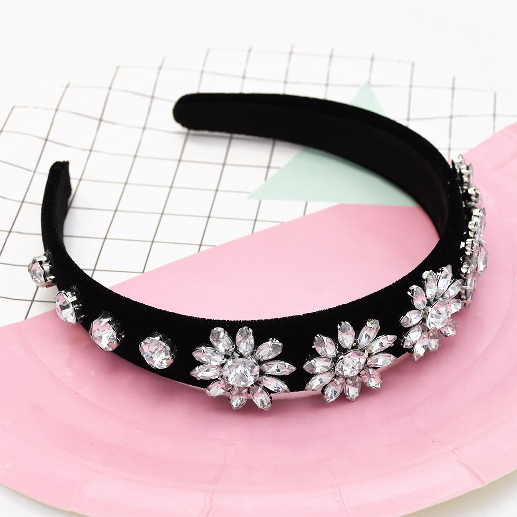 新款时尚水晶花朵发箍 欧美街拍流行节日礼物头箍 发饰批发
