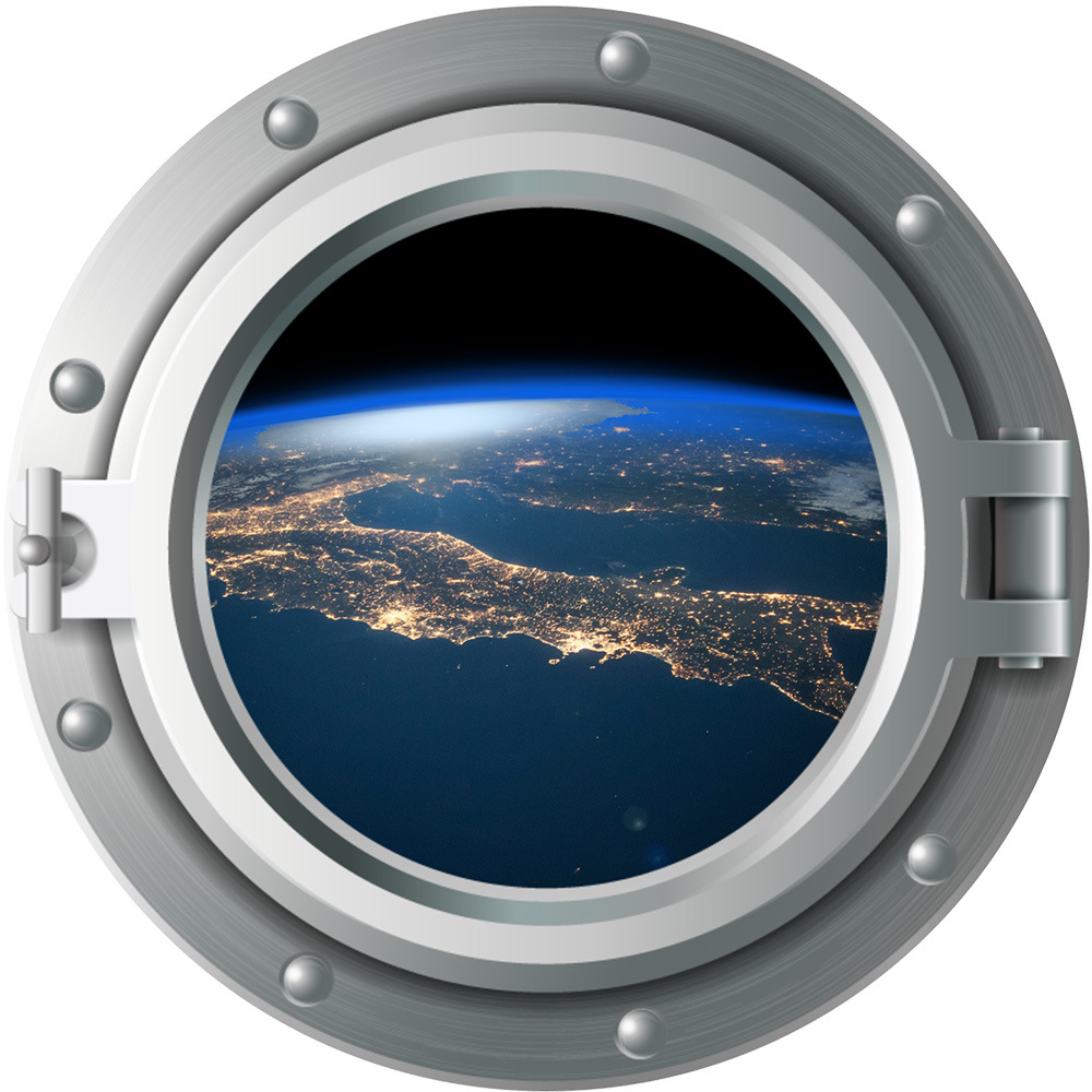 ew012 仿真太空舱窗口立体可移除墙贴假窗户客厅卧室背景贴画贴纸