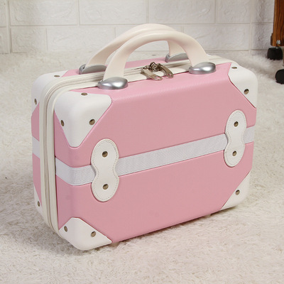 复古迷你14寸化妆箱手提箱结婚陪嫁旅行小箱子化妆包登机行李箱女