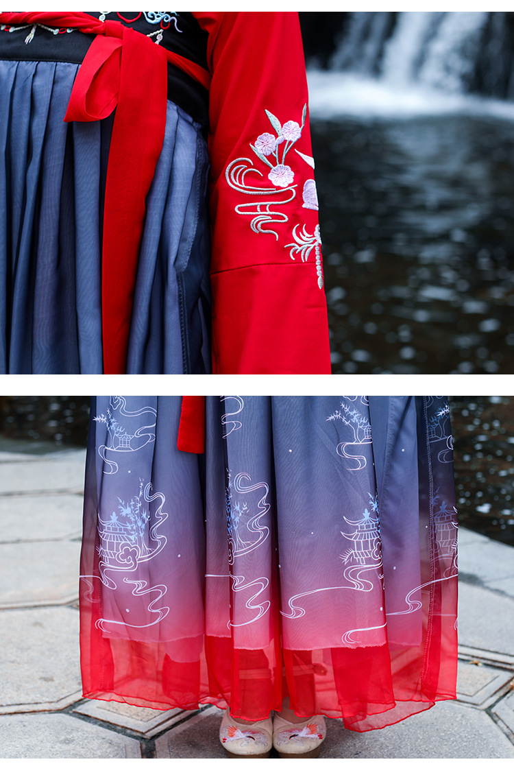 古装汉服女成人齐胸襦裙夜芙蕖超仙飘逸学生日常春夏款改良中国风