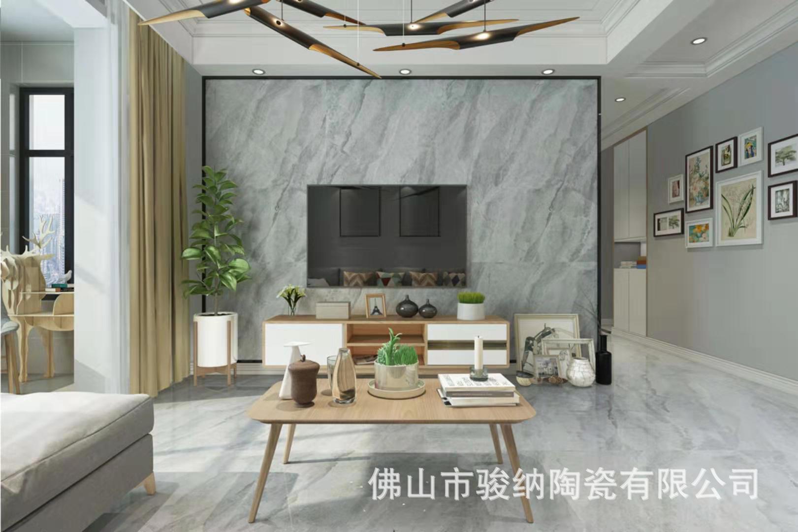 通体大理石750*1500大析瓷砖 现代简约灰色客厅餐厅地板防滑地砖