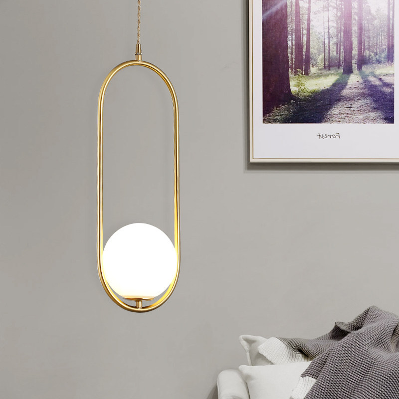 北欧全铜单头小吊灯吧台卧室床头灯具后现代简约走廊过道玄关灯饰