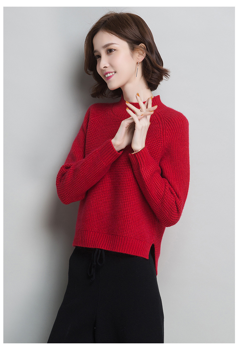 小版半高领毛衣女修身短款套头加厚秋冬款百搭2019内搭针织打底衫