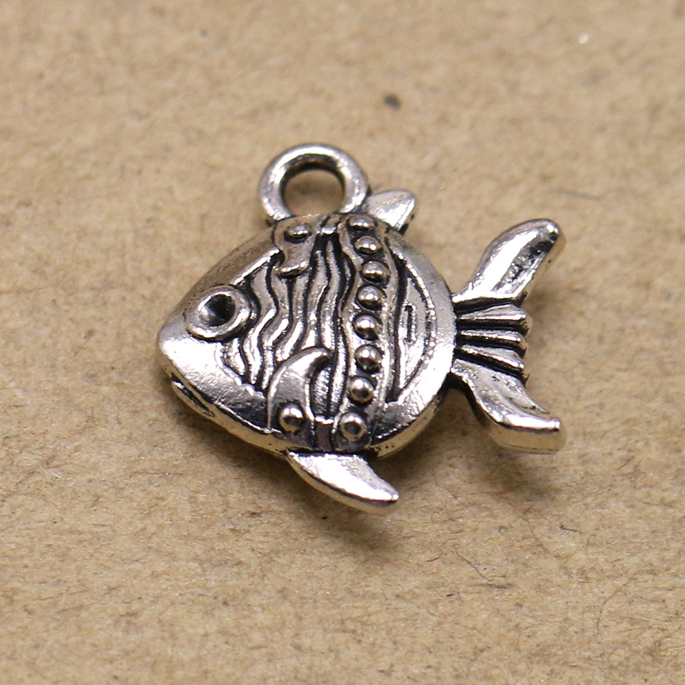 速卖通爆款 复古锌合金热带鱼吊坠配件百搭 diy饰品配件厂家直销