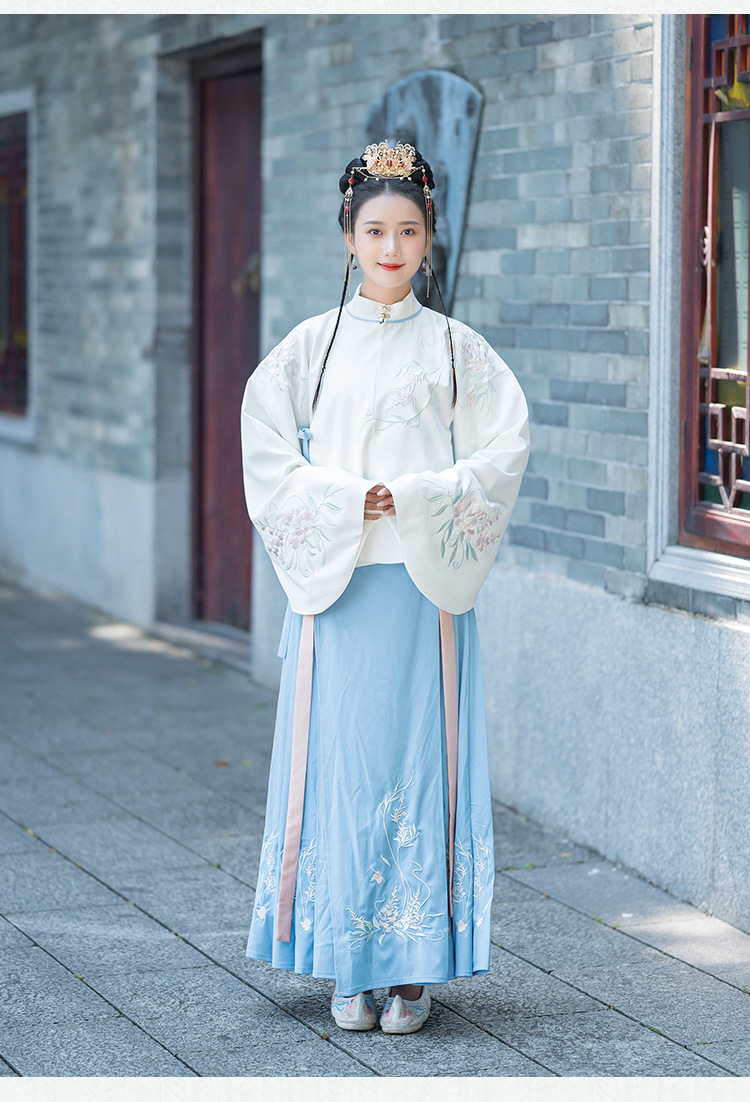 9241原创设计中国风秋冬改良明制汉服双层琵琶袖古装马面裙女立领