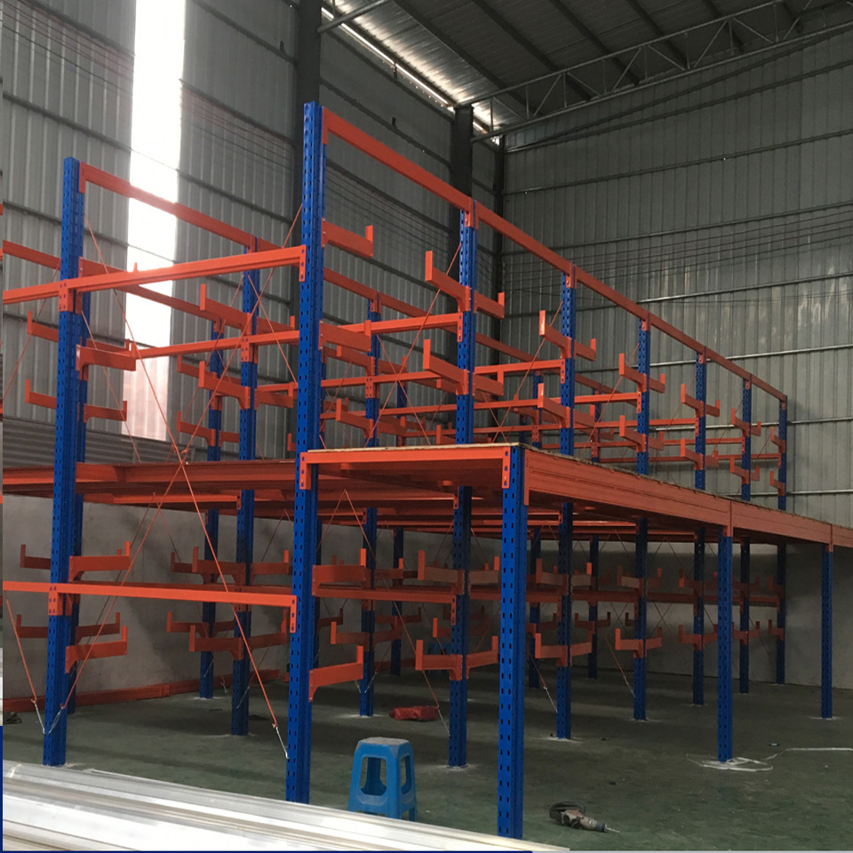 中山悬臂阁楼平台定制可拆卸仓库物料架管材型材专用隔层货架