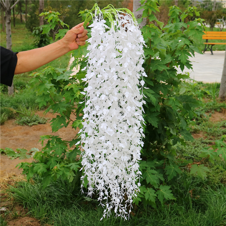 垂吊塑料花壁挂仿真花 婚礼堂居家花艺软装 吊顶花串 厂家批发