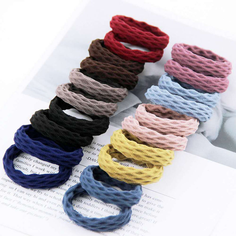 Storage Canned 20 Thick High Elastic Jacquard Towel Ring Seamless Hairband Hair Rope Seamless Rubber Band Hair Accessories