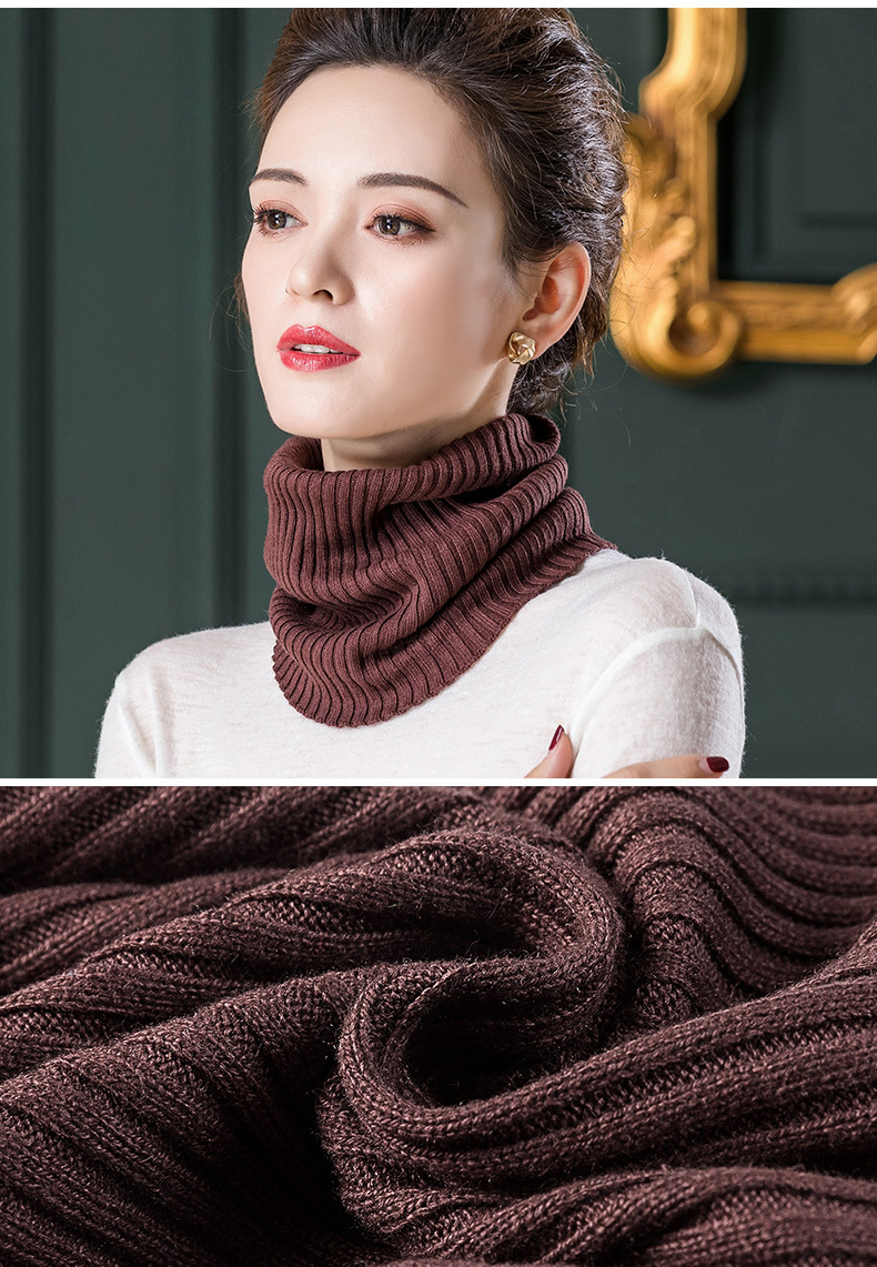 大厂直供纯色桑蚕丝脖套弹力保暖丝羊绒围脖女套头护脖颈围巾1030