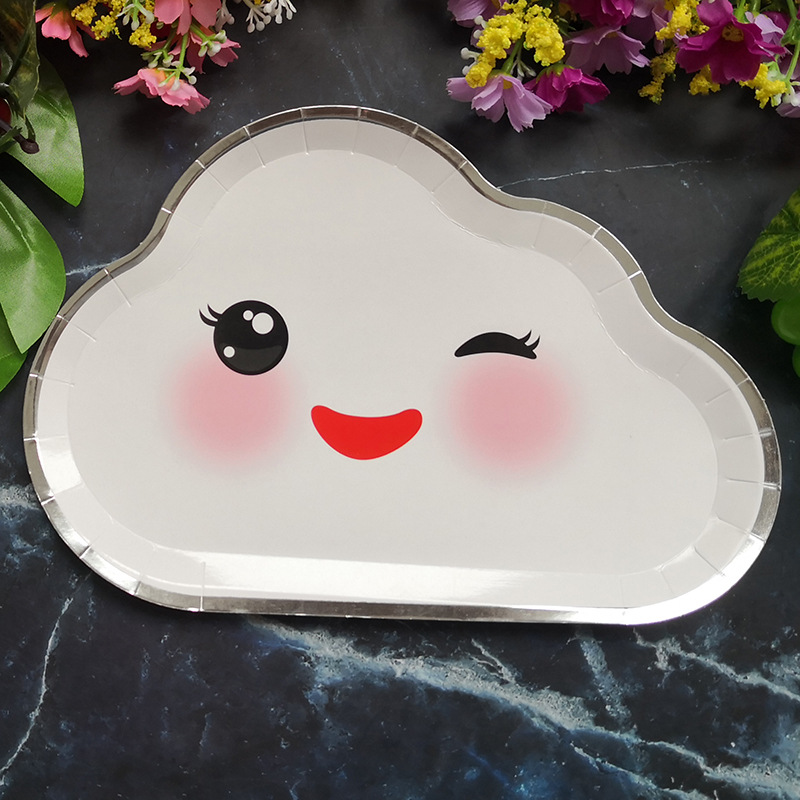 新款白笑脸纸盘表情纸盘野餐盘厂家直供亚马逊速卖通wish跨境电商