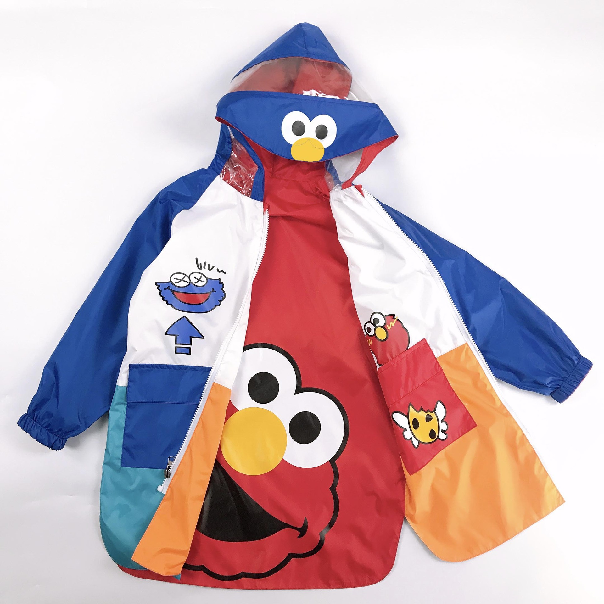 enbihouse新款芝麻街冲锋衣儿童防水防风外套双层春秋风衣童雨衣