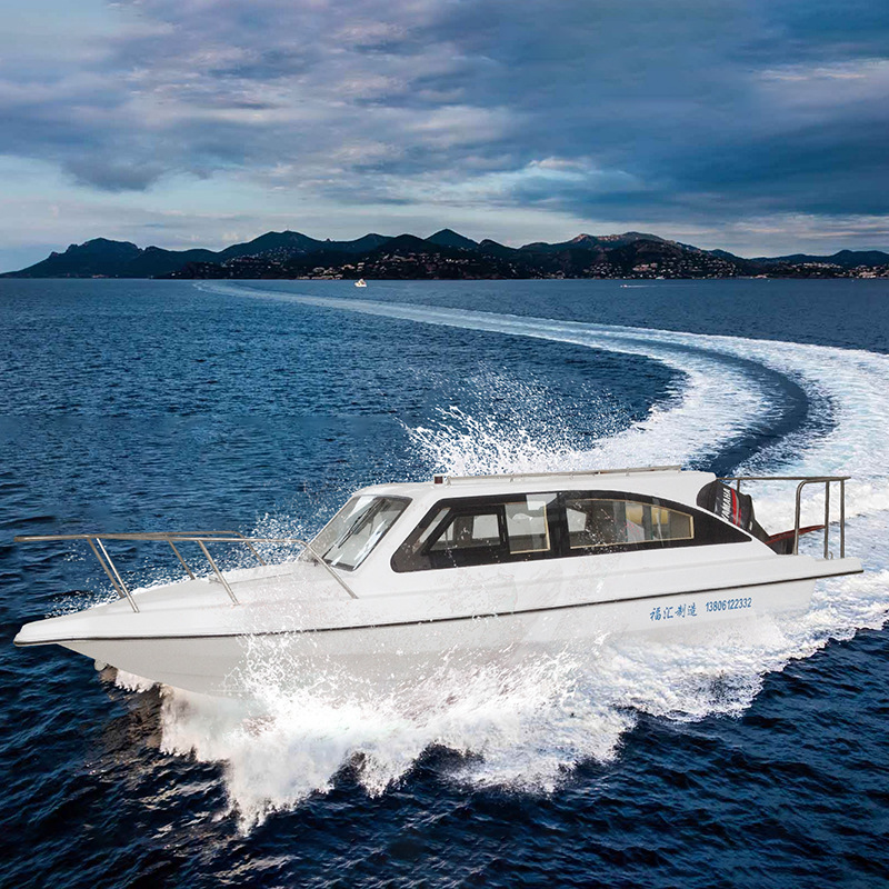 海上游艇防汛救生艇6人观光玻璃钢游艇遮阳棚商务豪华游艇