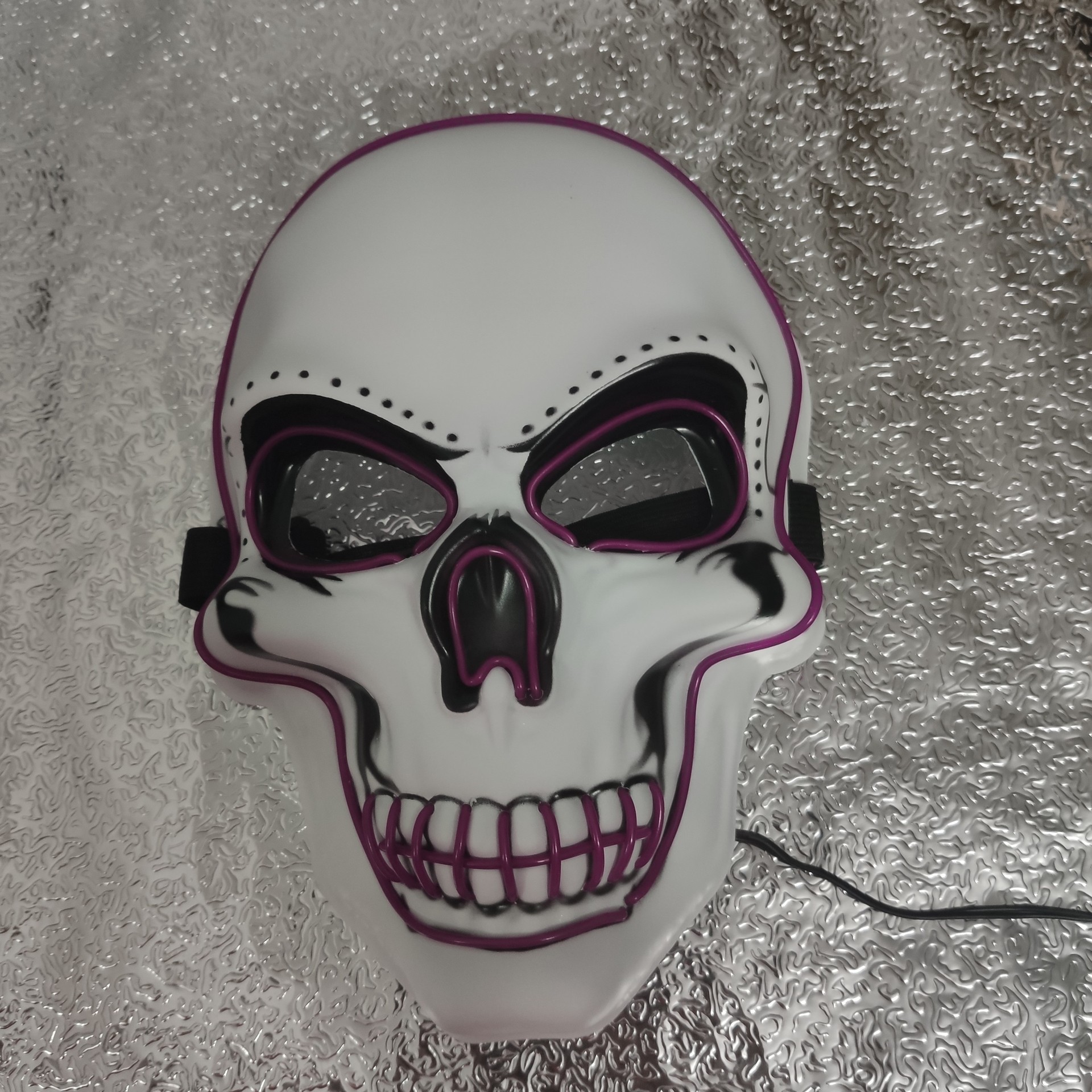 el万圣节恐怖发光led面具 吓人鬼节冷光面罩 cosled骷髅头全脸