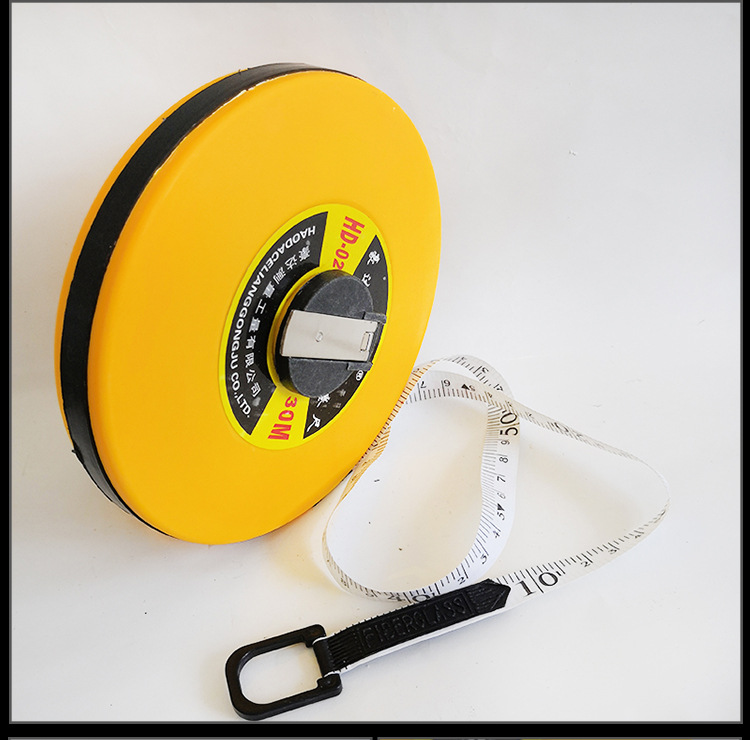 厂家批发玻璃纤维卷尺皮尺50米30米测量尺手摇卷尺量地尺五金工具