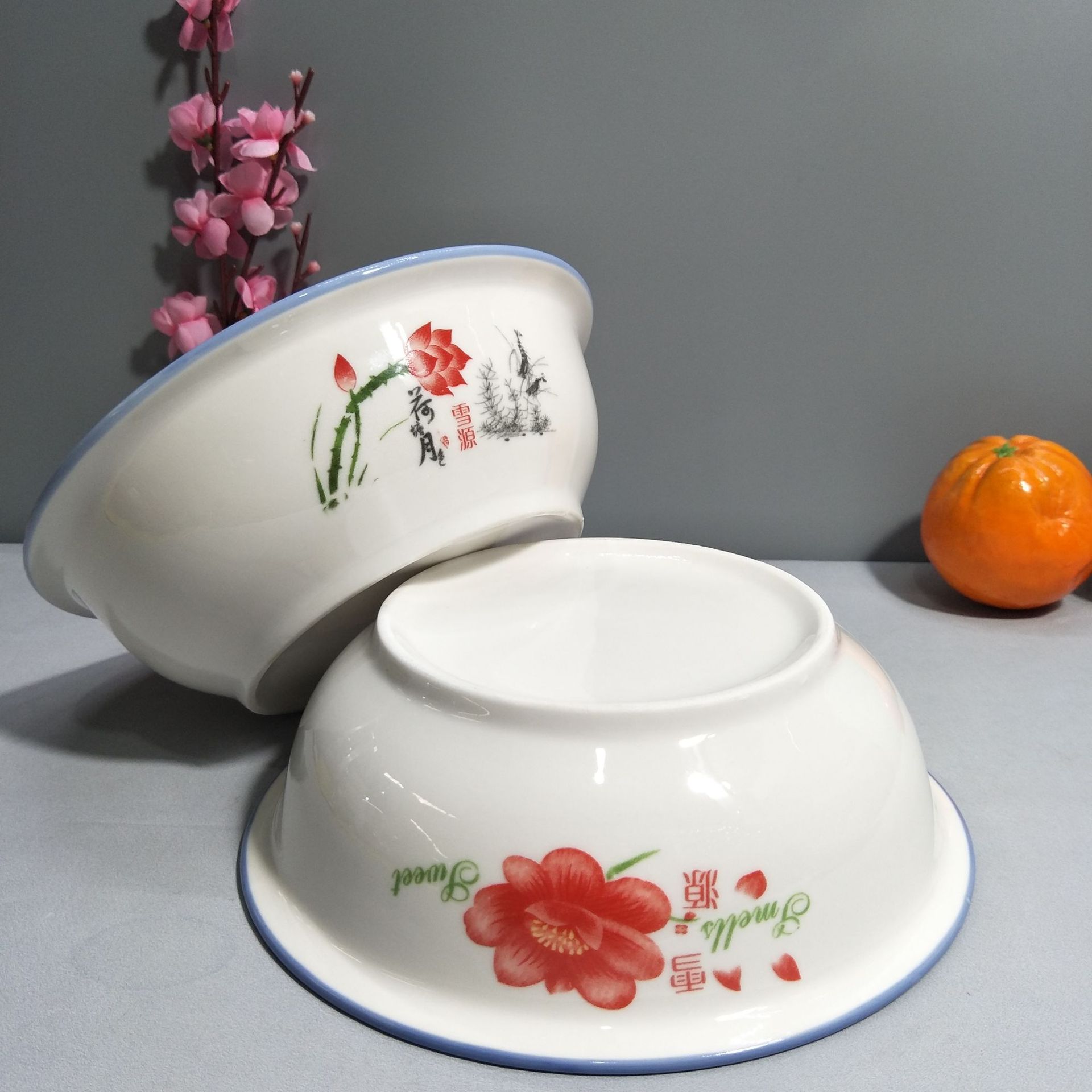 厂家直销 雪源和面盆 陶瓷汤古碗 多用9寸10寸大号防烫汤碗多元店