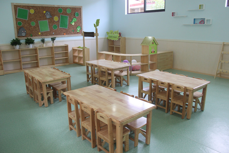 幼儿园桌椅实木靠背椅儿童书桌学习写字课桌椅套装六人游戏小桌子