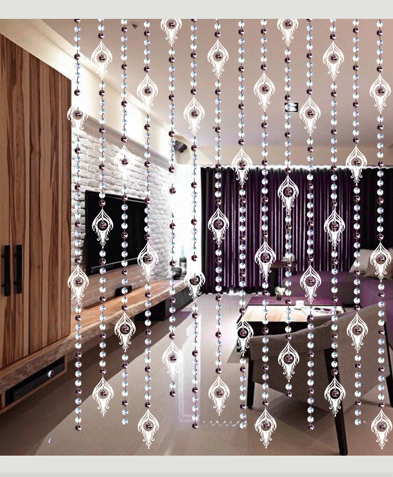 八角珠水晶珠帘隔断帘成品卧室风水门帘装饰客厅玄关半挂吊线帘子