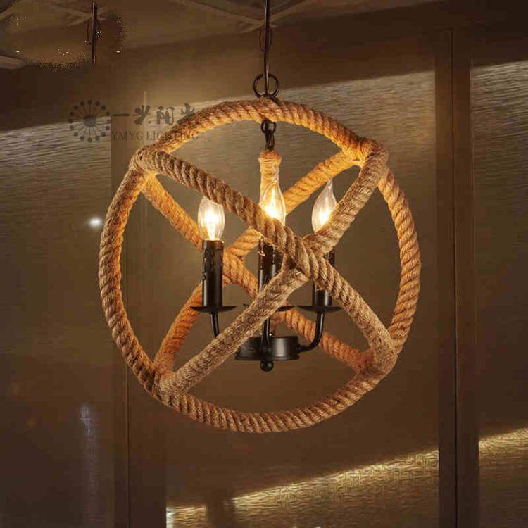 美式麻绳复古吊灯服装奶茶咖啡店酒店餐厅火锅饭店包间工业风吊灯