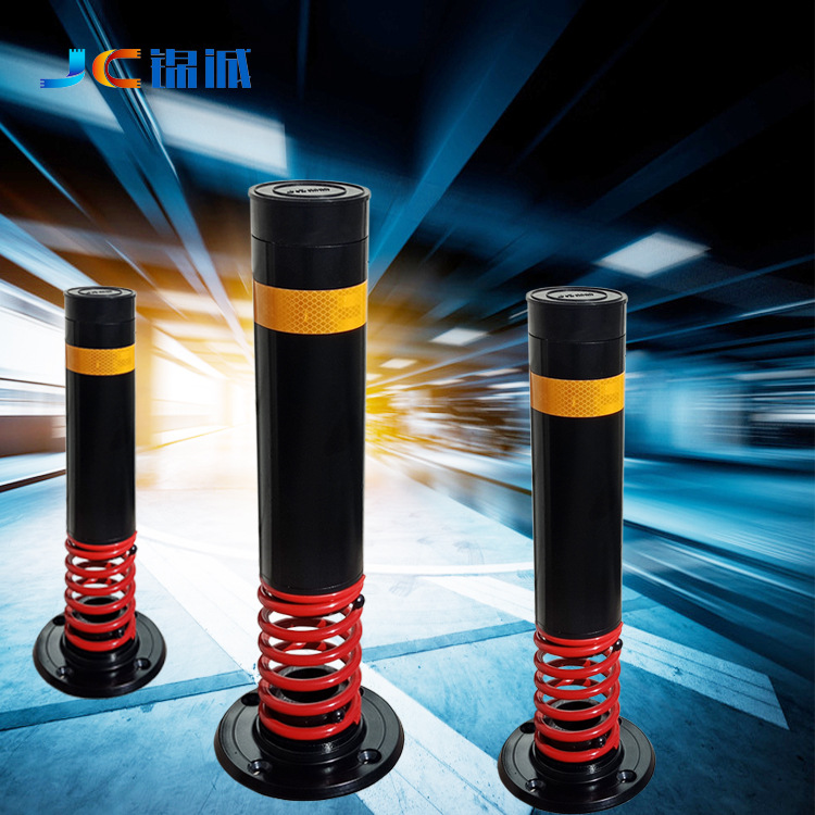 jc锦诚停车设备钢管警示柱 弹簧隔离柱警示路桩 交通分流隔离路障