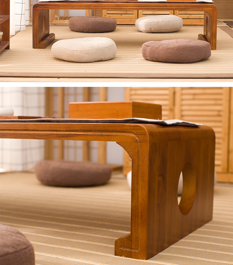 实木草编藤编榻榻米茶几 实木国学炕桌 飘窗桌窗台桌子手编矮桌炕