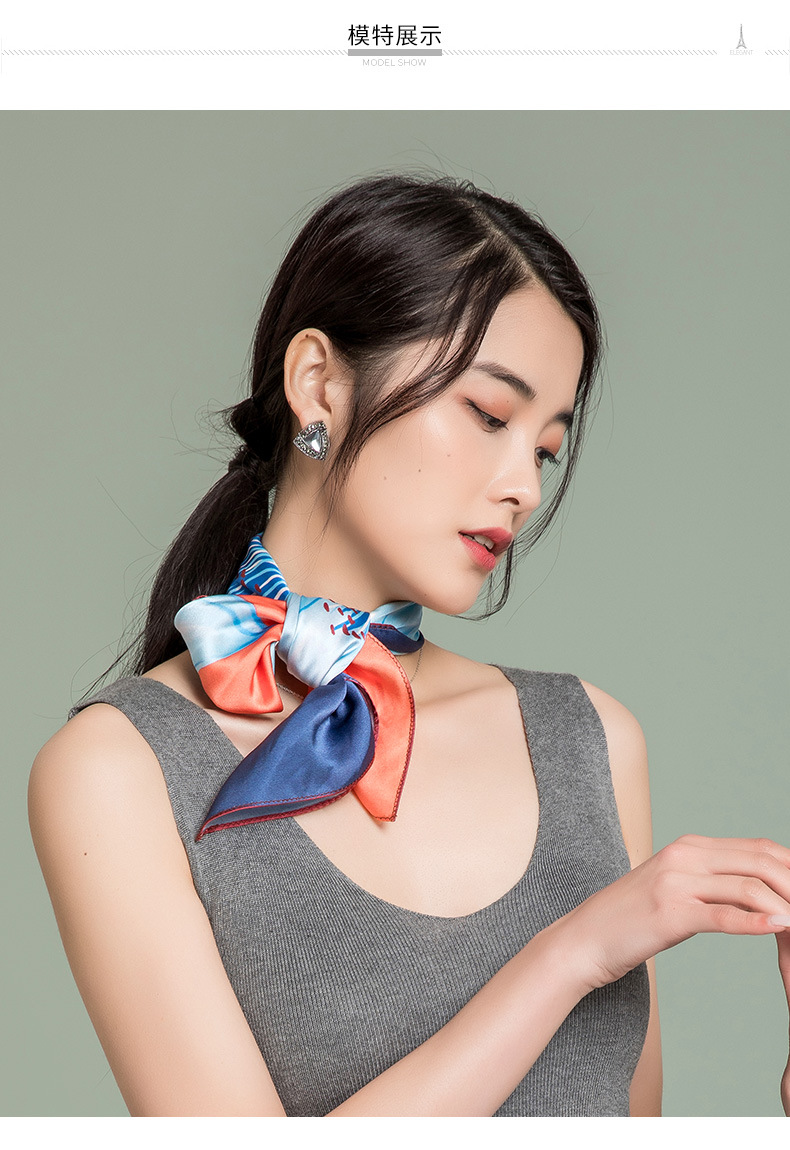 布塔春秋季桑蚕丝小方巾 百搭 真丝丝巾女装饰领巾头巾pt19k128
