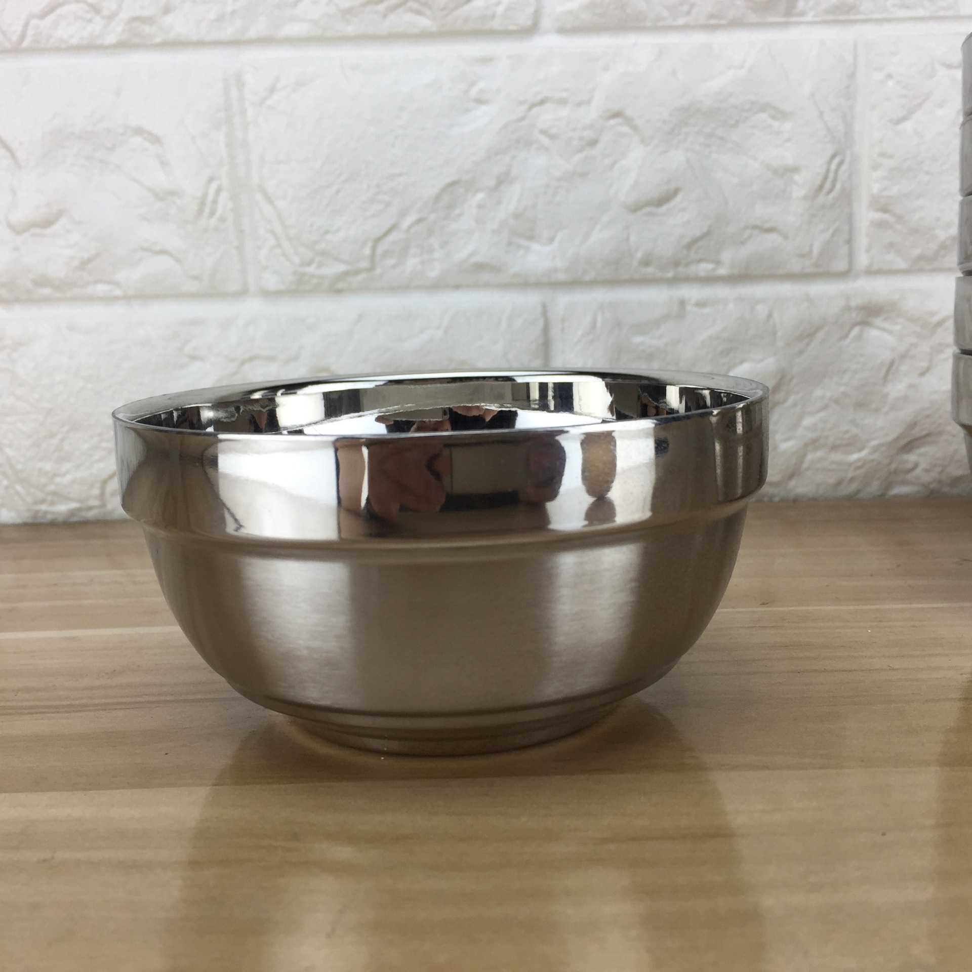 批发不锈钢双层碗 儿童碗双层焊边百合碗隔热防烫汤碗亮光学生碗