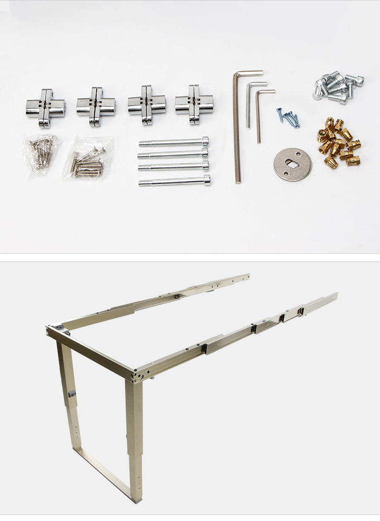 隐藏式折叠桌导轨 铝合金橱柜抽屉伸缩餐桌滑轨 平推折叠五金配件