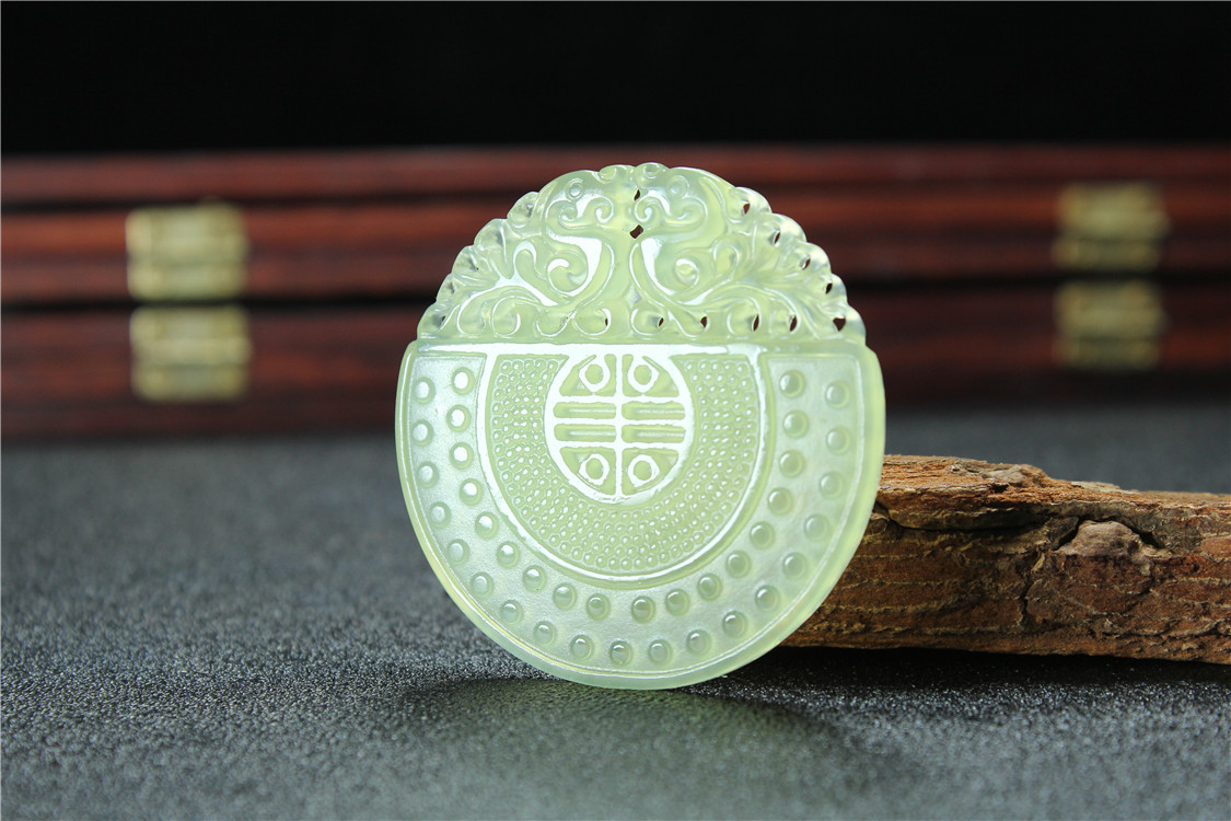 岫玉玉佩半壁江山男女款玉吊坠挂件 手工diy玉石饰品配件