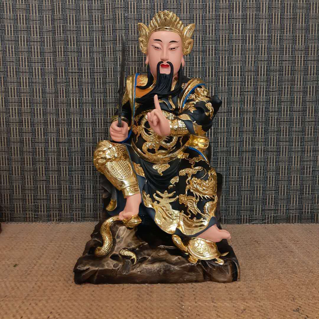 树脂佛像寺庙祠堂工艺品摆件 玄天上帝真武大帝上帝公贴金极彩
