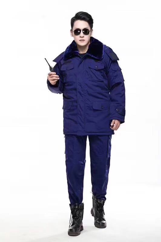 火焰蓝消防棉服作训大衣冬季男蓝色军大衣19新式防寒保暖军棉大衣