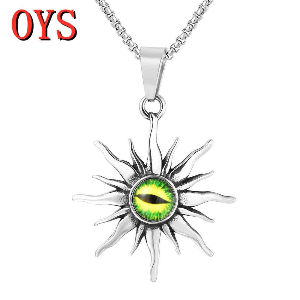 he360 复古时尚个性恶魔之眼吊坠太阳男士钛钢吊坠 工厂批发