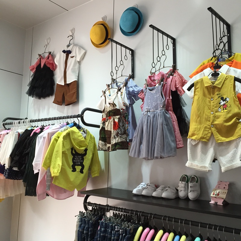 服装店衣架展示架上墙壁挂铁艺童装女装店货架服装陈列架欧式复古