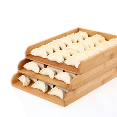 饺子盘保鲜盒竹便捷饺子帘竹制可叠放冰箱速冻水饺馄饨盘冷冻托盘