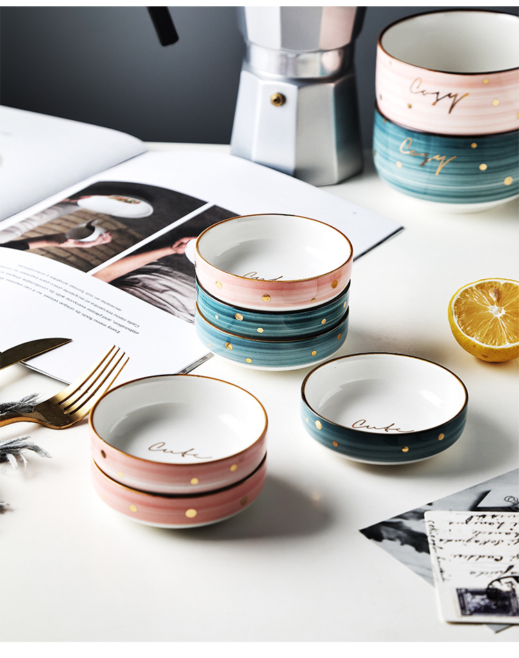 碗碟套装北欧创意个性家用轻奢陶瓷碗筷碗盘精致网红餐具ins情侣