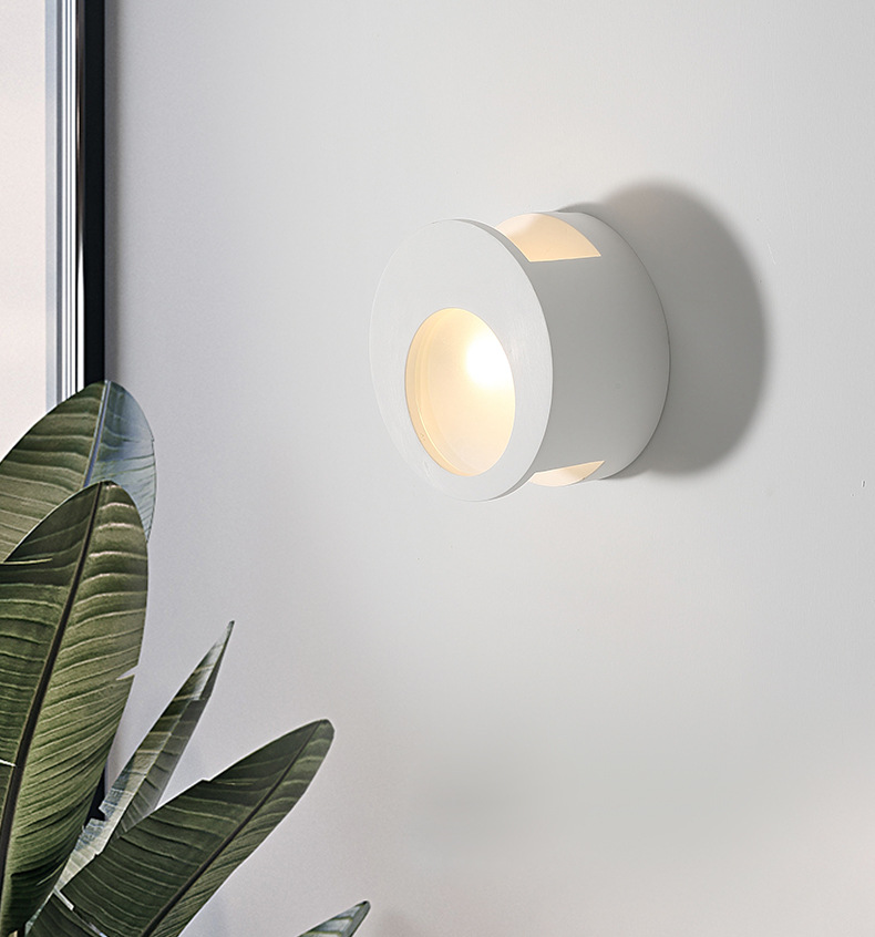 欧式创意简约纯色圆形石膏室内灯环保卧室壁灯gqw2095