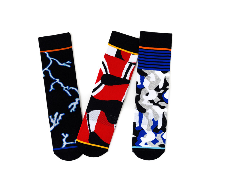 秋冬街头潮袜情侣 原宿风男女滑板 闪电袜子欧美潮袜闪电男长筒袜