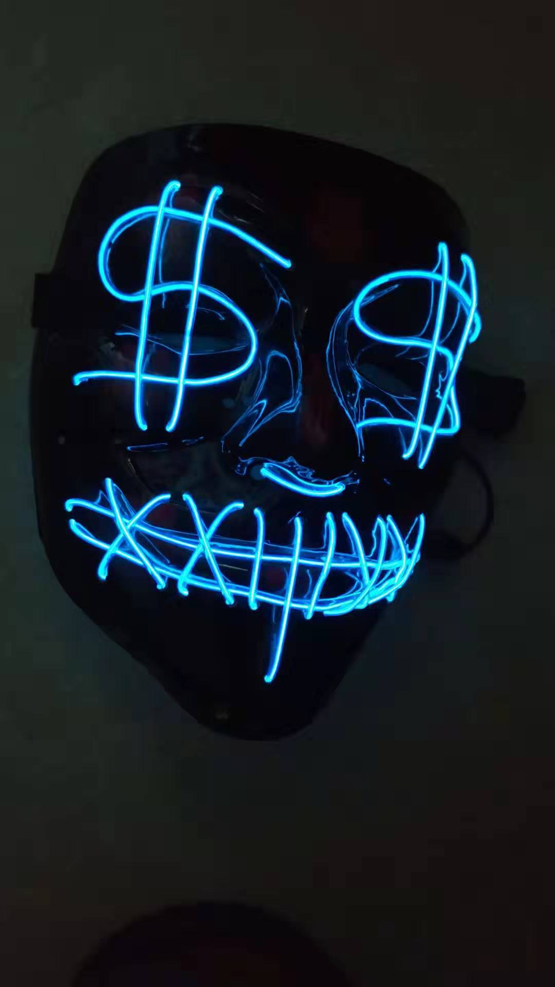 新款万圣节恐怖发光led面具吓人鬼节冷光面罩cosled舞荧光舞全脸