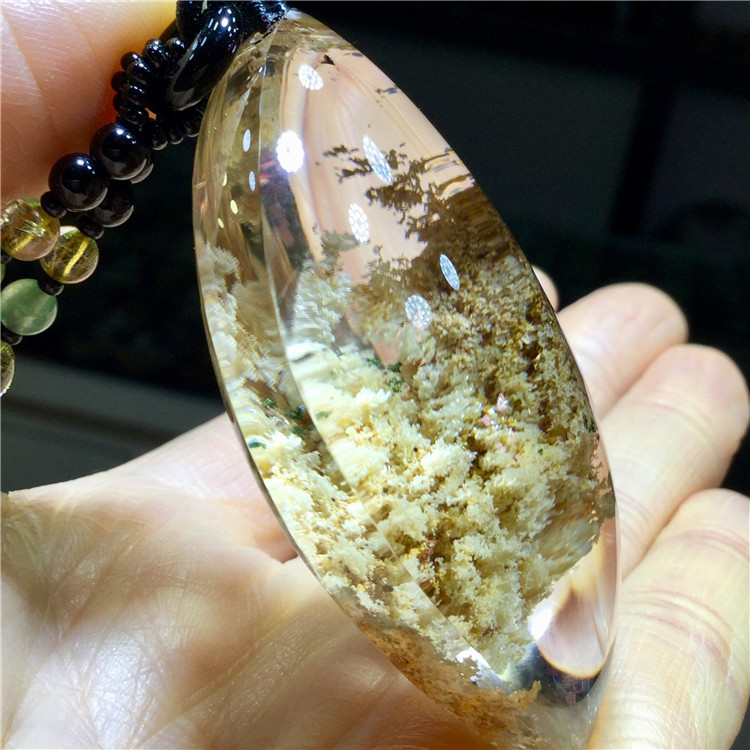 东海水晶 纯天然黄幽灵聚宝盆裸石随形平安无事牌吊坠