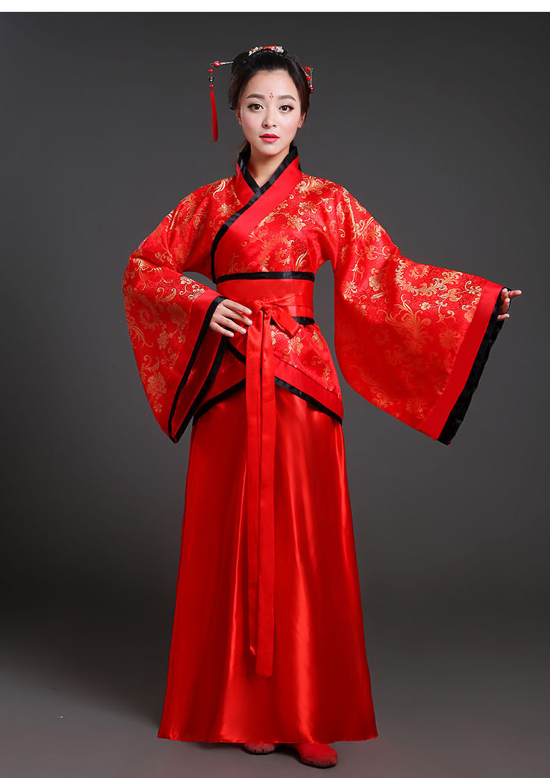 新款古装改良汉服女春季写真古筝演出服古代女装襦裙曲裾表演服装