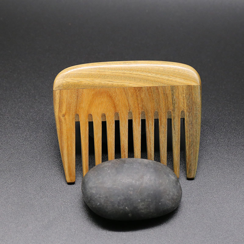 厂家直销绿檀木大齿按摩保健梳檀香木宽齿卷发梳子刻字定制木梳