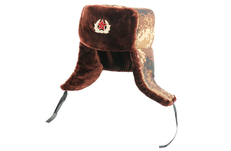 苏联徽章迷彩雷锋帽户外防寒东北加厚加绒男女士冬季保暖护耳棉帽