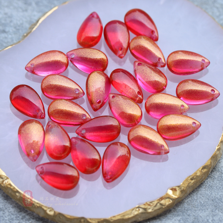 捷克琉璃金粉人鱼姬花瓣 diy手工古风头饰发簪步摇制作材料配件